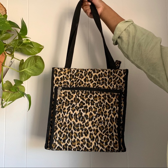 Leopard Print Canvas Tote Bag - Picture 2 of 3